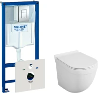 Комплект Унитаз подвесной Owl 1975 Eld TOWLT190101 безободковый + Инсталляция Grohe Rapid SL 38772001 3 в 1 с кнопкой смыва + Шумоизоляция 37131000