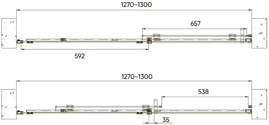 Душевая дверь в нишу Veconi Vianno VN70G-130-01-C4 130 см, профиль брашированное золото
