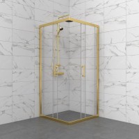 Душевой уголок Triton Фикс Голд Щ0000077241 100x100 см, без поддона, профиль матовое золото
