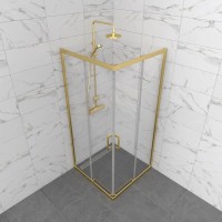 Душевой уголок Triton Фикс Голд Щ0000077241 100x100 см, без поддона, профиль матовое золото