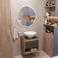 Тумба с раковиной Teymi Ritta 55 дуб эврика, матовый графит, раковина Lina kuppi D40