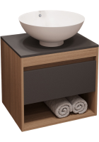 Тумба с раковиной Teymi Ritta 55 дуб эврика, матовый графит, раковина Lina kuppi D40