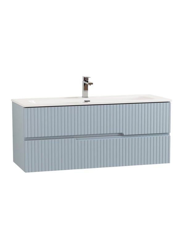 Мебель для ванной комнаты Cezares Duet-n 120 подвесная, 2 ящика, жемчужная голубая