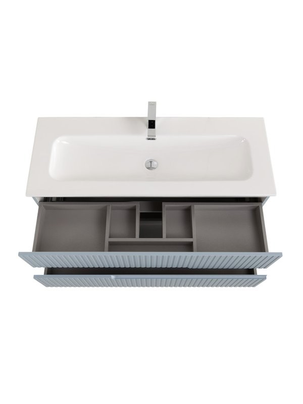 Мебель для ванной комнаты Cezares Duet-n 120 подвесная, 2 ящика, жемчужная голубая