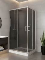 Душевой уголок Parly QZ81S N 100х80 см, с поддоном, профиль глянцевый хром, стекло тонированное