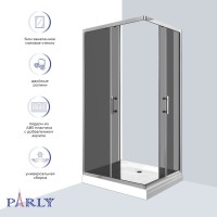 Душевой уголок Parly QZ81S N 100х80 см, с поддоном, профиль глянцевый хром, стекло тонированное