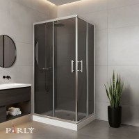 Душевой уголок Parly QZ81S N 100х80 см, с поддоном, профиль глянцевый хром, стекло тонированное