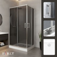 Душевой уголок Parly QZ81S N 100х80 см, с поддоном, профиль глянцевый хром, стекло тонированное