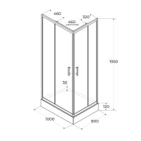 Душевой уголок Parly QZ81S N 100х80 см, с поддоном, профиль глянцевый хром, стекло тонированное