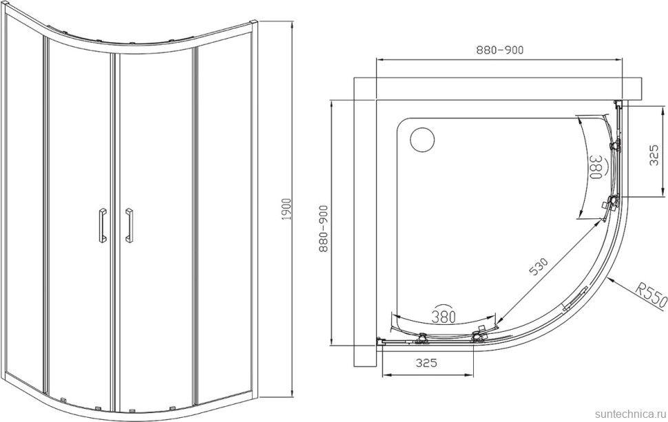 Душевой уголок Vincea Alpha VSQ-3AL900CLB 90x90, профиль черный, стекло прозрачное