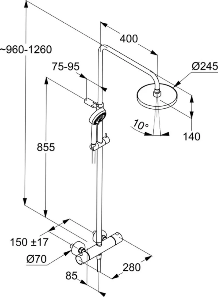 Душевая стойка Kludi Logo Dual Shower System 6808239-00 с термостатом, черная матовая