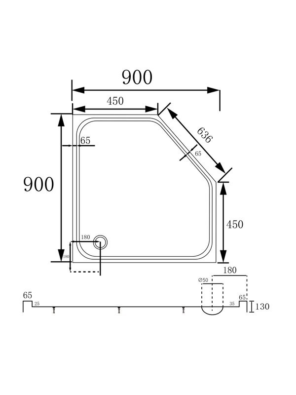 Поддон для душа Abber AD3B090 90x90 трапеция