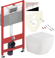 Комплект Унитаз подвесной Grohe Euro Ceramic + Крышка 39330001 с микролифтом + Инсталляция TECE Now 9400412 4 в 1 с кнопкой смыва