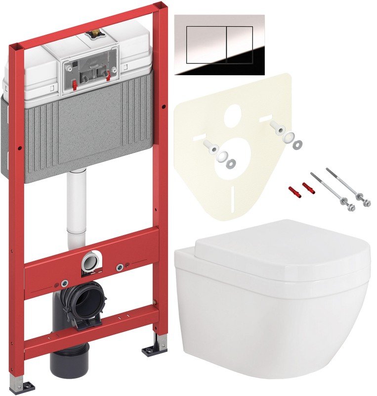 Комплект Унитаз подвесной Grohe Euro Ceramic + Крышка 39330001 с микролифтом + Инсталляция TECE Now 9400412 4 в 1 с кнопкой смыва