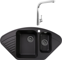 Комплект Мойка GranFest Quarz Z 14 черная + Смеситель MEGA Mega