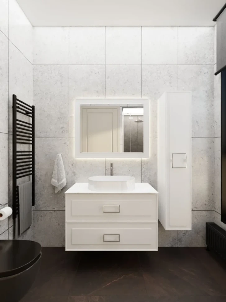 Тумба под раковину со столешницей La Fenice Cubo Twin 100 подвесная, белая, столешница белый мрамор, ручка белая