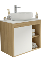 Тумба с раковиной Teymi Nura 70 дуб эврика, матовая белая, раковина Solli 48