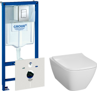 Комплект  Унитаз подвесной Geberit Smyle Square 500.683.01.1 с крышкой-сиденьем с микролифтом + Система инсталляции для унитазов Grohe Rapid SL 387720