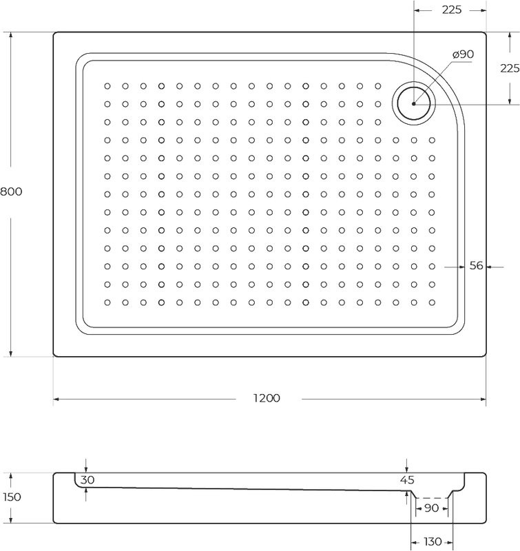 Поддон для душа BelBagno Tray 120х80 R с сифоном