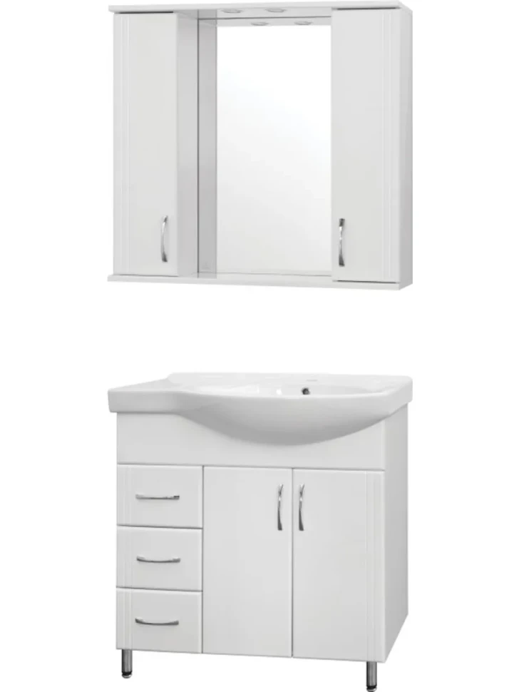 Тумба с раковиной Style Line Эко Стандарт №25 82 белая, левая