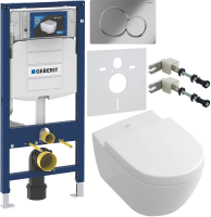 Комплект Унитаз подвесной Villeroy & Boch Subway 2.0 5614 R001 + Крышка 9M68 S101 с микролифтом, петли хром + Инсталляция Geberit Duofix UP 320 111.300.00.5 + Кнопка Sigma 01 115.770.21.5 хром + Крепления 111.815.00.1 к стене + Звукоизоляция