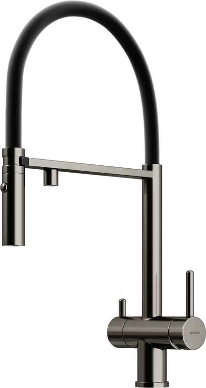 Смеситель для кухни Sancos Imola SC4010GG с гибким изливом, вороненая сталь