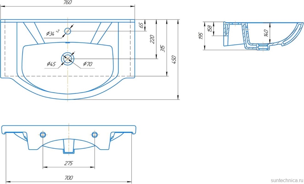 Тумба с раковиной Aqwella Rodos 75 белая