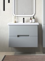 Мебель для ванной комнаты SanStar Ориана 70 подвесная, серая, раковина Santek Миранда 70