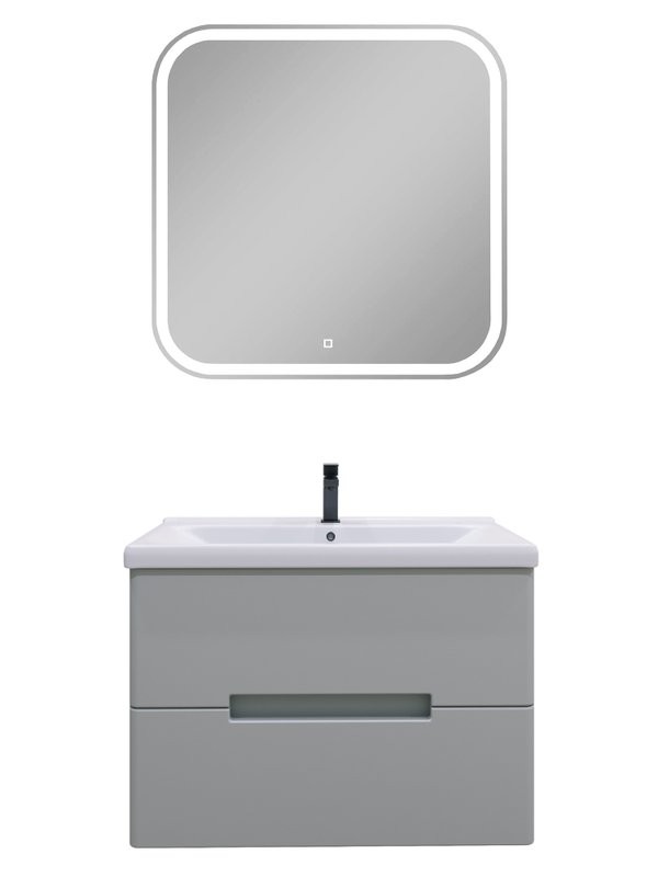 Мебель для ванной комнаты SanStar Ориана 70 подвесная, серая, раковина Santek Миранда 70