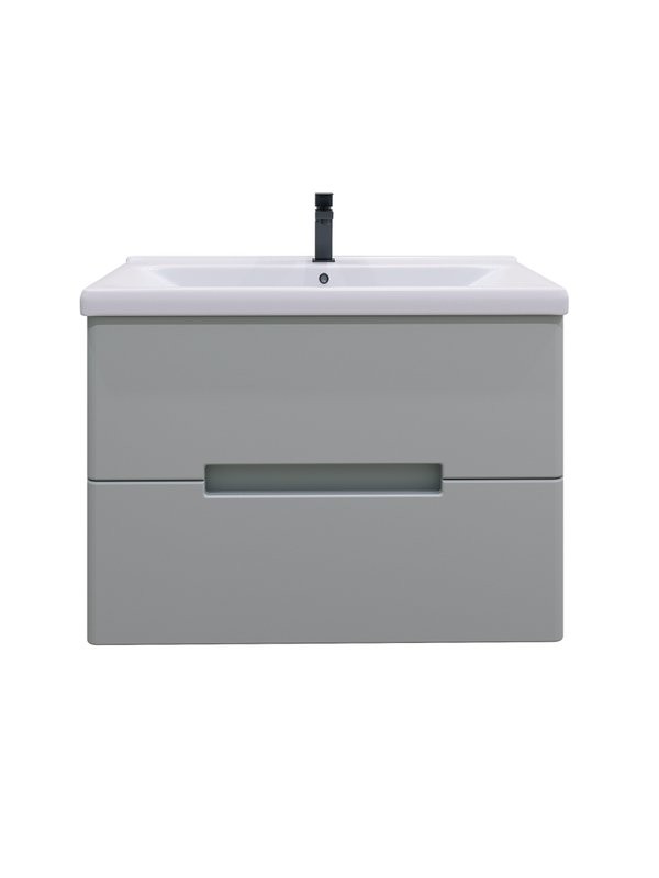 Мебель для ванной комнаты SanStar Ориана 70 подвесная, серая, раковина Santek Миранда 70