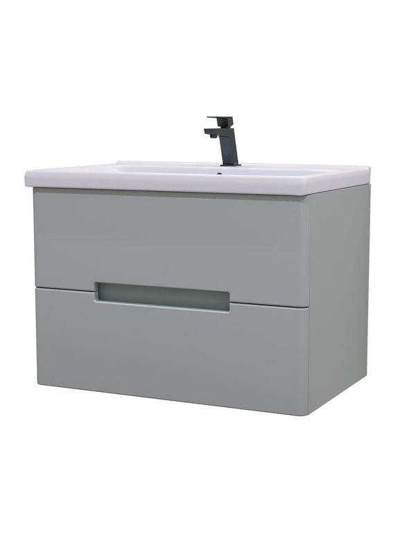 Мебель для ванной комнаты SanStar Ориана 70 подвесная, серая, раковина Santek Миранда 70