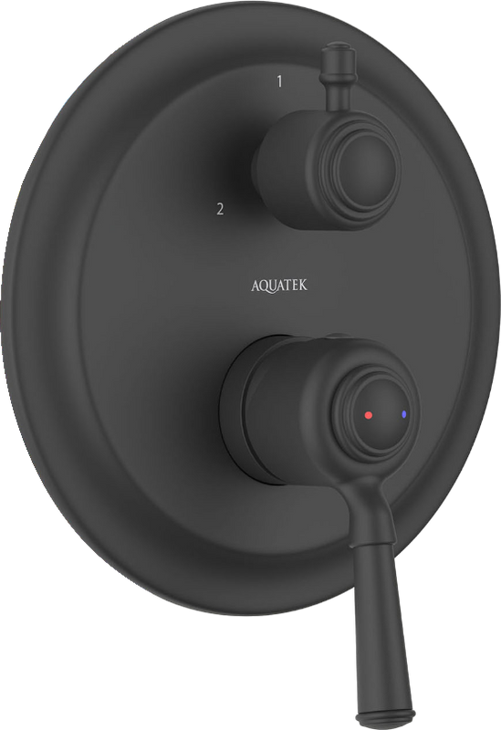 Встраиваемый смеситель для душа и ванны AQUATEK Классик AQ1547MB С ВНУТРЕННЕЙ ЧАСТЬЮ, 3 режима, матовый черный