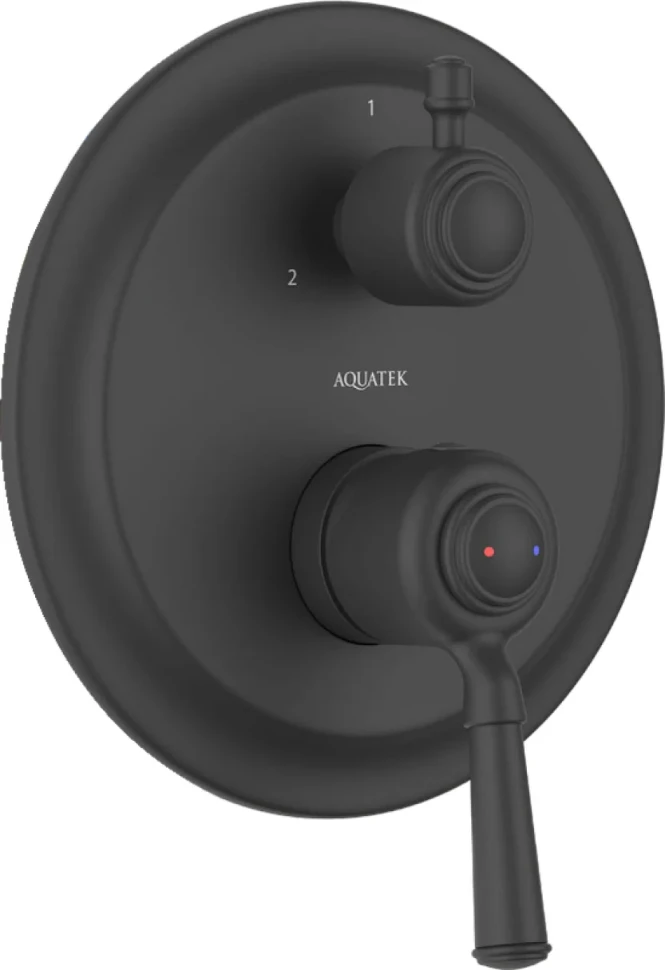 Встраиваемый смеситель для душа и ванны AQUATEK Классик AQ1547MB С ВНУТРЕННЕЙ ЧАСТЬЮ, 3 режима, матовый черный