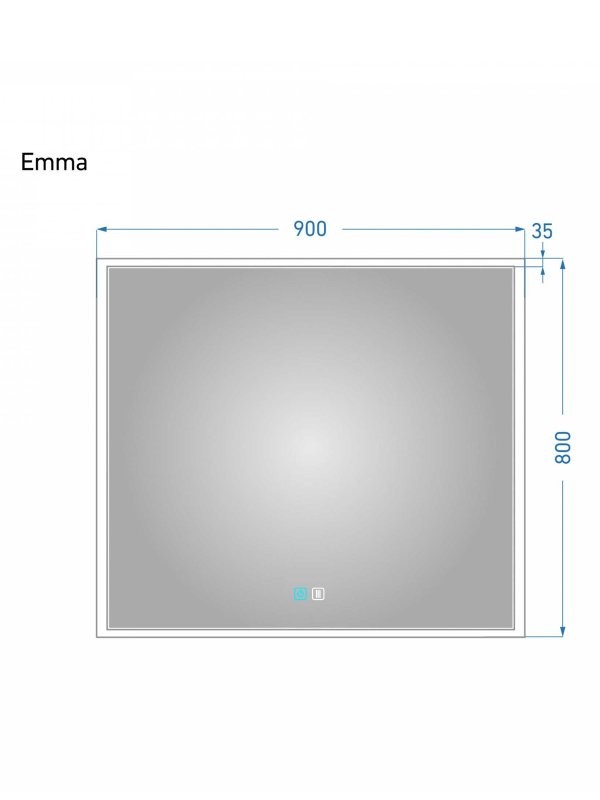 Зеркало Alavann Emma 90x80 с подсветкой, с антизапотеванием