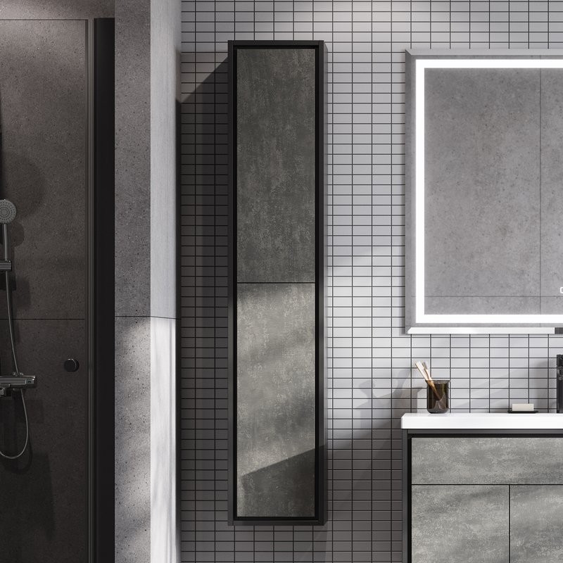 Шкаф-пенал для ванной AQUATON Уэльс Уэльс универсальный, графит