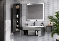 Шкаф-пенал для ванной AQUATON Уэльс Уэльс универсальный, графит