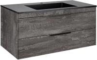 Мебель для ванной комнаты Vincea Chiara 2D 100, 2 ящика, камень, с черной раковиной