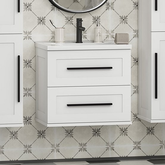 Тумба с раковиной Misty Модерн 60 подвесная, матовая белая