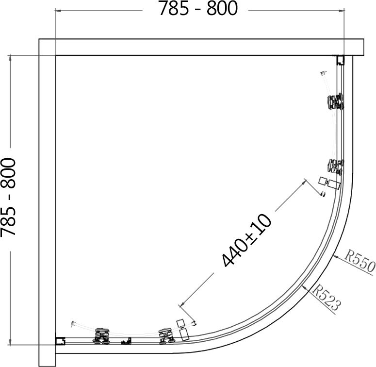 Душевой уголок AQUAme AQM3801F-8 80х80, профиль хром