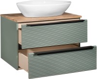 Тумба под раковину со столешницей Runo Орлеан 70 зеленая, дуб натуральный