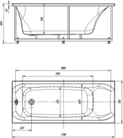 Акриловая ванна AQUATEK Альфа ALF170-0000062 170x70 см, пристенная, белая, с каркасом, со сливом-переливом
