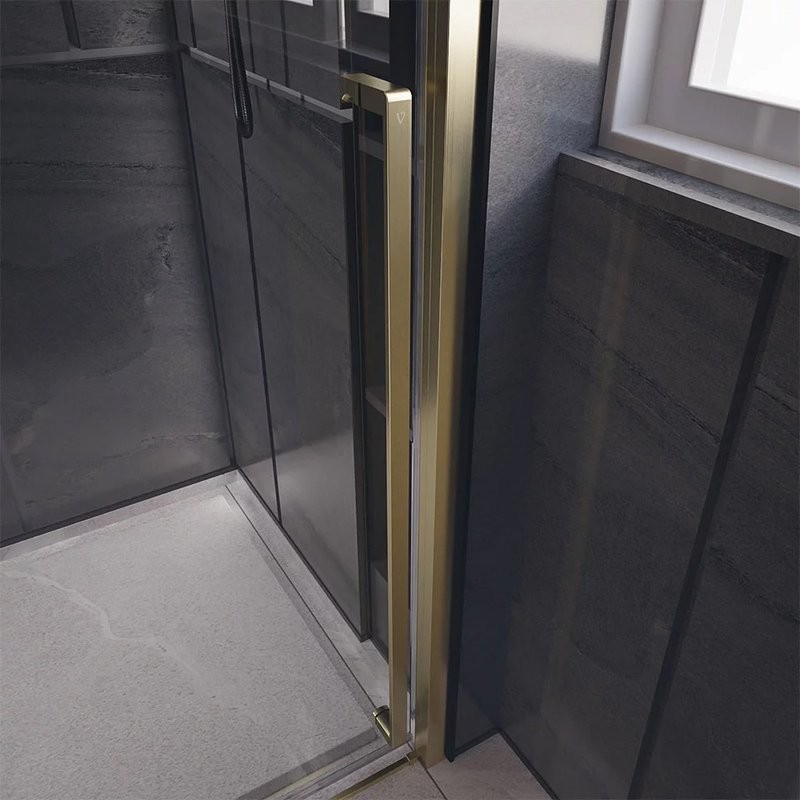 Душевой уголок Veconi Premium Trento PTC-SP-30G 140x100, профиль брашированное золото, стекло прозрачное