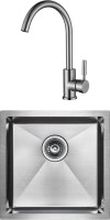 Комплект Мойка кухонная Paulmark Gerberg PM254444-BS брашированная нержавеющая сталь + Смеситель Holstein Ho212063-NI никель + Фильтр Refine System