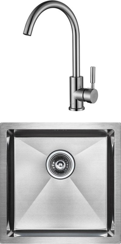 Комплект Мойка кухонная Paulmark Gerberg PM254444-BS брашированная нержавеющая сталь + Смеситель Holstein Ho212063-NI никель + Фильтр Refine System