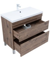 Тумба под раковину Aquanet Нота New 90 напольная, дуб веллингтон табак