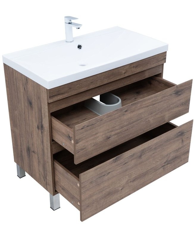 Тумба под раковину Aquanet Нота New 90 напольная, дуб веллингтон табак