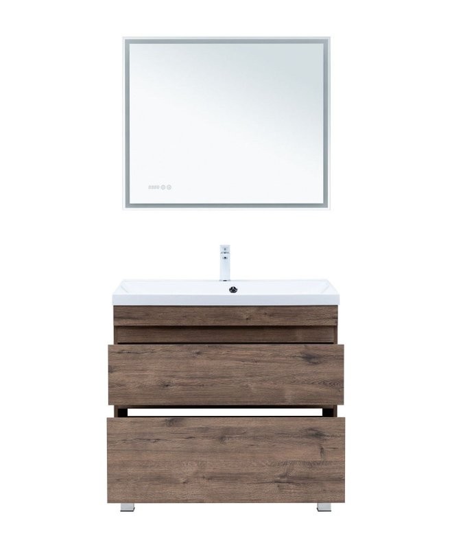 Тумба под раковину Aquanet Нота New 90 напольная, дуб веллингтон табак