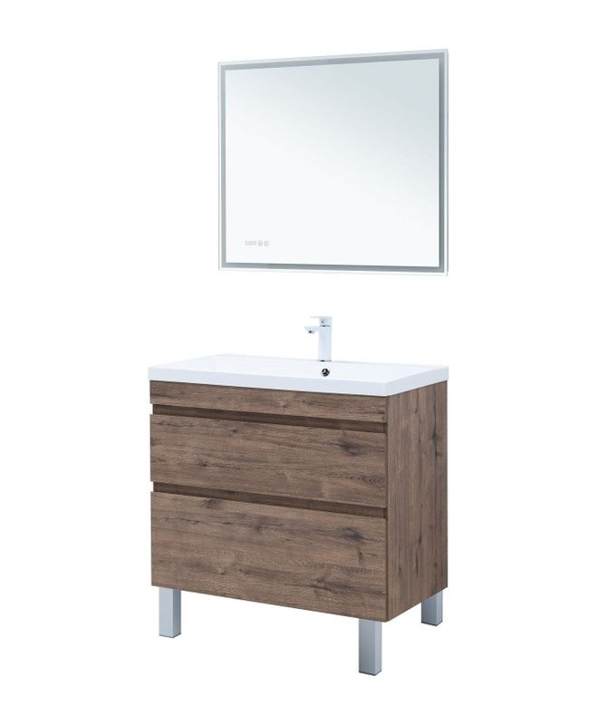 Тумба под раковину Aquanet Нота New 90 напольная, дуб веллингтон табак