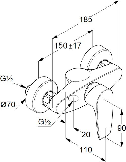 Душевой комплект Смеситель для душа Kludi Pure&Solid 348410575 + Стойка Freshline 6709005-00