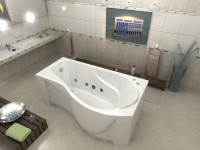 Акриловая ванна Bas Капри R 170x95 см, угловая, правая, пристенная, с гидромассажем, белая, асимметричная, с каркасом